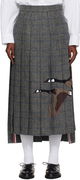 Thom Browne Classic Pleated Maxi Skirt with Appliqué