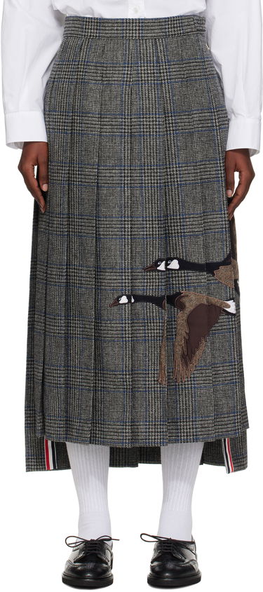 Sukňa Thom Browne Thom Browne Classic Pleated Maxi Skirt with Appliqué Šedá | FGCA24E-E1376, 0