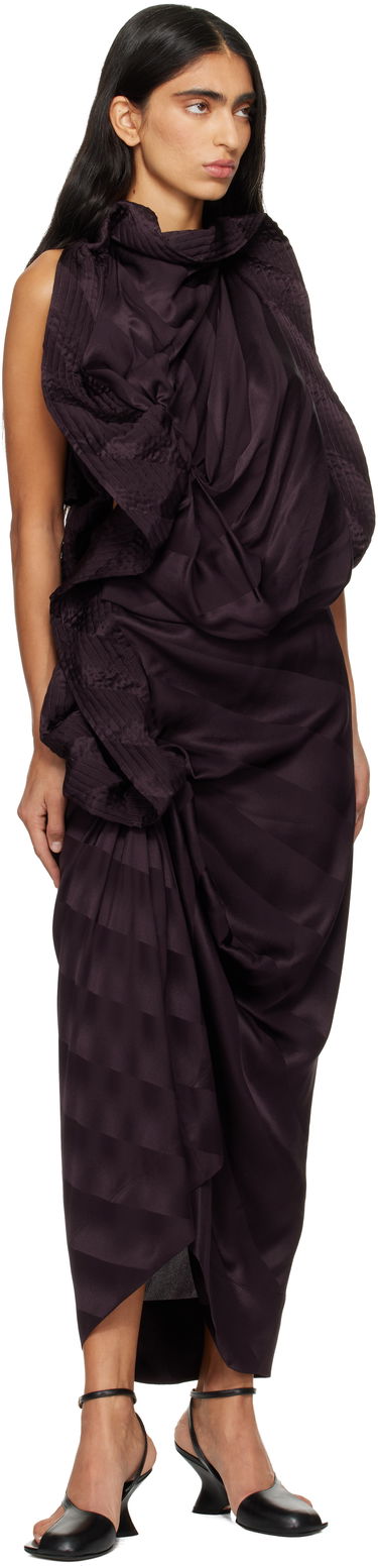 Šaty Dries Van Noten Dries Van Noten Draped Silk Maxi Dress Fialová | 252-011073-2035, 3