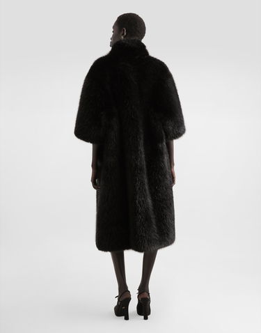 Kabáty Dolce & Gabbana Dolce & Gabbana Faux Fur Coat with Short Sleeves Čierna | F0W3UFFUSZ9N0000, 2