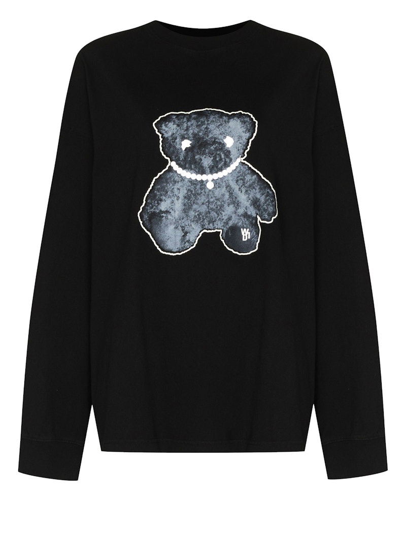 Tričko We11done WE11DONE Teddy Bear Print Oversized Sweatshirt Čierna | WDTT920116 BLACK