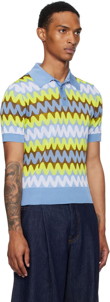 Polo tričko Versace Versace Wave Knit Polo Modrá | 1019862_1A14045, 1