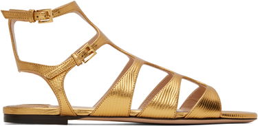 Starostlivosť o obuv Tom Ford TOM FORD Laminated Lizard Print Sandals Metalická | W3630-LCL232G, 0