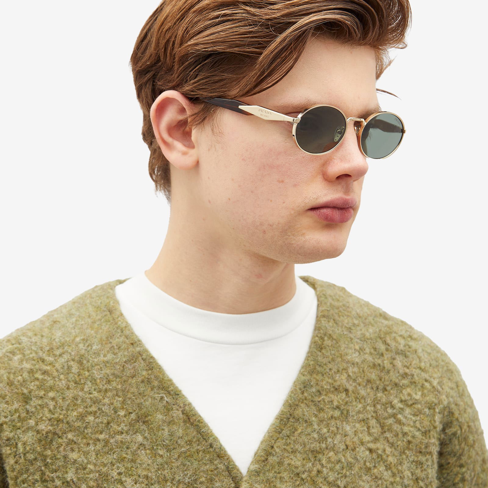 Round Sunglasses with Dark Green Lenses