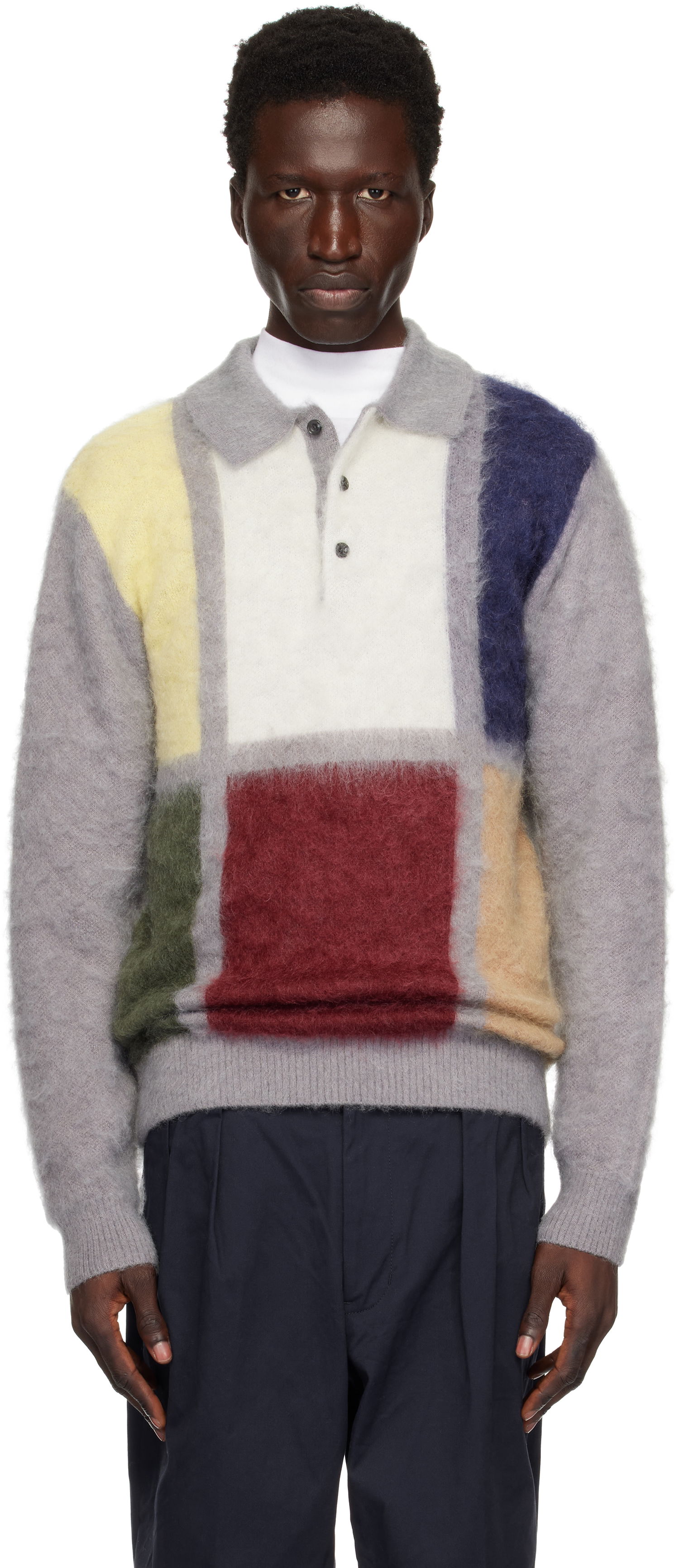 Sveter BEAMS BEAMS PLUS Knit Shaggy Polo Rôznofarebný | 38120031048, 0