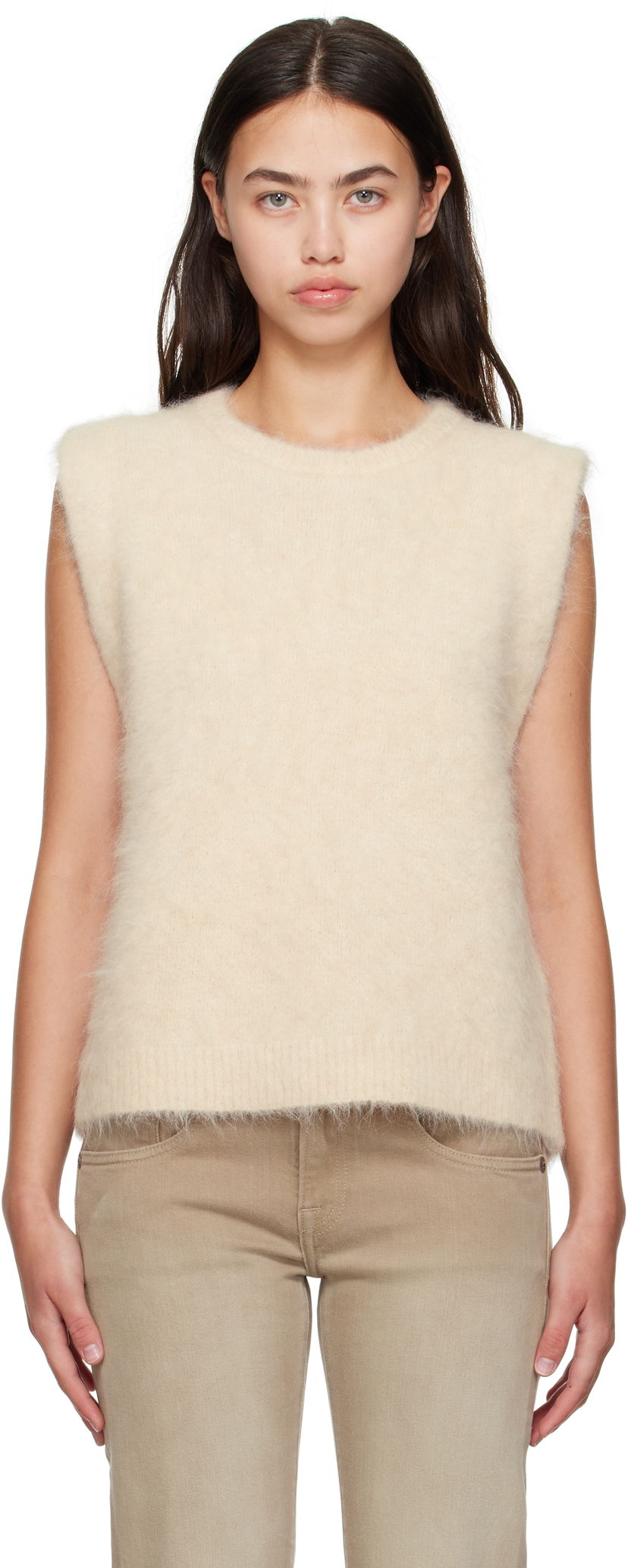 Vesta R13 R13 Deep Armhole Knit Vest Béžová | R13WY294-Y197A