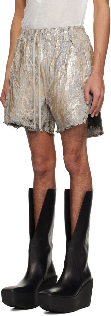 Šortky Rick Owens Rick Owens Hollywood Boxers Cracked Metallic Drawstring Shorts Metalická | RR01E5306 SGMC, 3