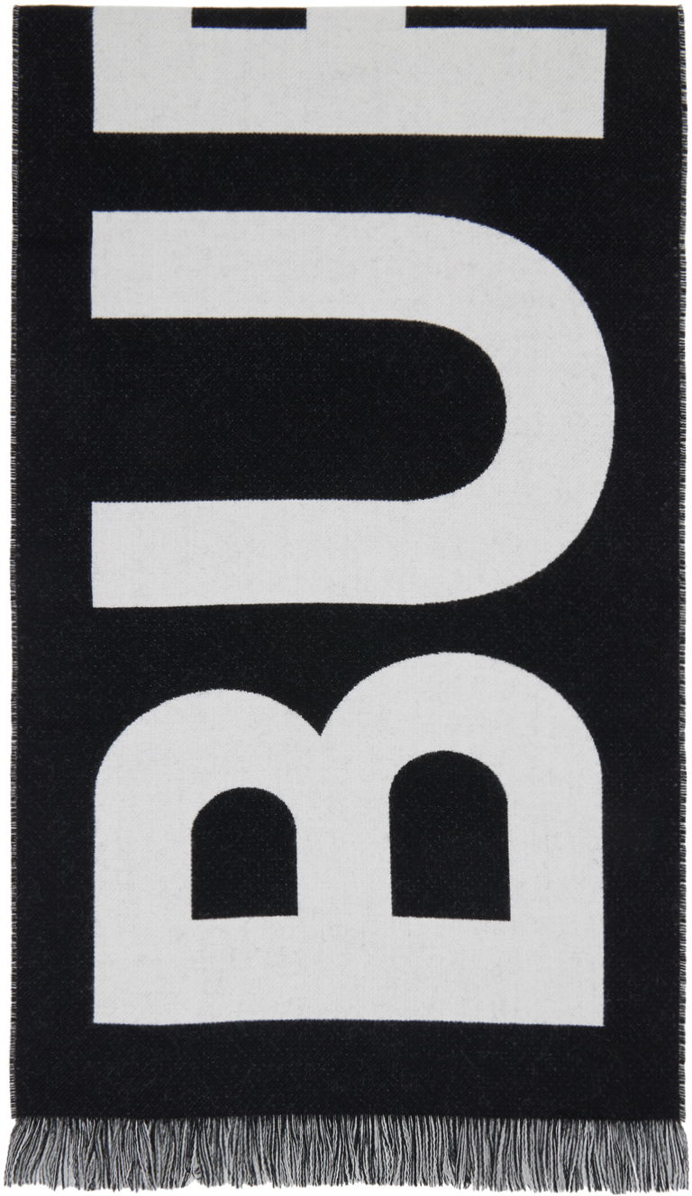 Šál Burberry Jacquard Logo Scarf Black & White Čierna | 8054214, 0