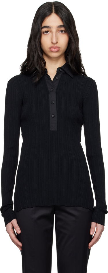 Polo tričko TOTEME TOTEME Half-Placket Knit Top Čierna | 252-WRT0453-YA0044, 0