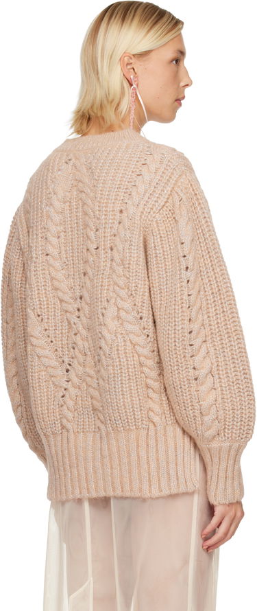 Sveter Simone Rocha Simone Rocha Embellished Puff Sleeve Chunky Knit Sweater Béžová | MZMK4B 0665, 2