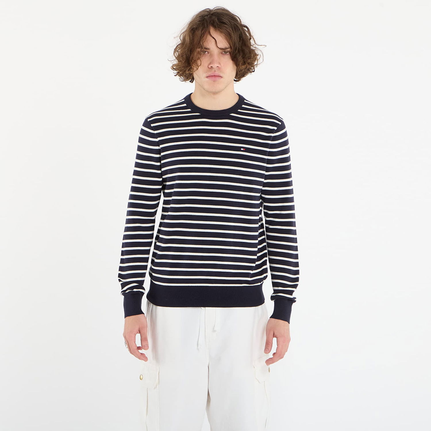 Sveter Tommy Hilfiger Essential Ssnl Cotton Crew Neck Striped Sweater Navy | MW0MW39999 0A4, 0