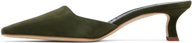 Starostlivosť o obuv Manolo Blahnik Manolo Blahnik Moiramu Suede Mules Zelené | 225-1957-0003, 2