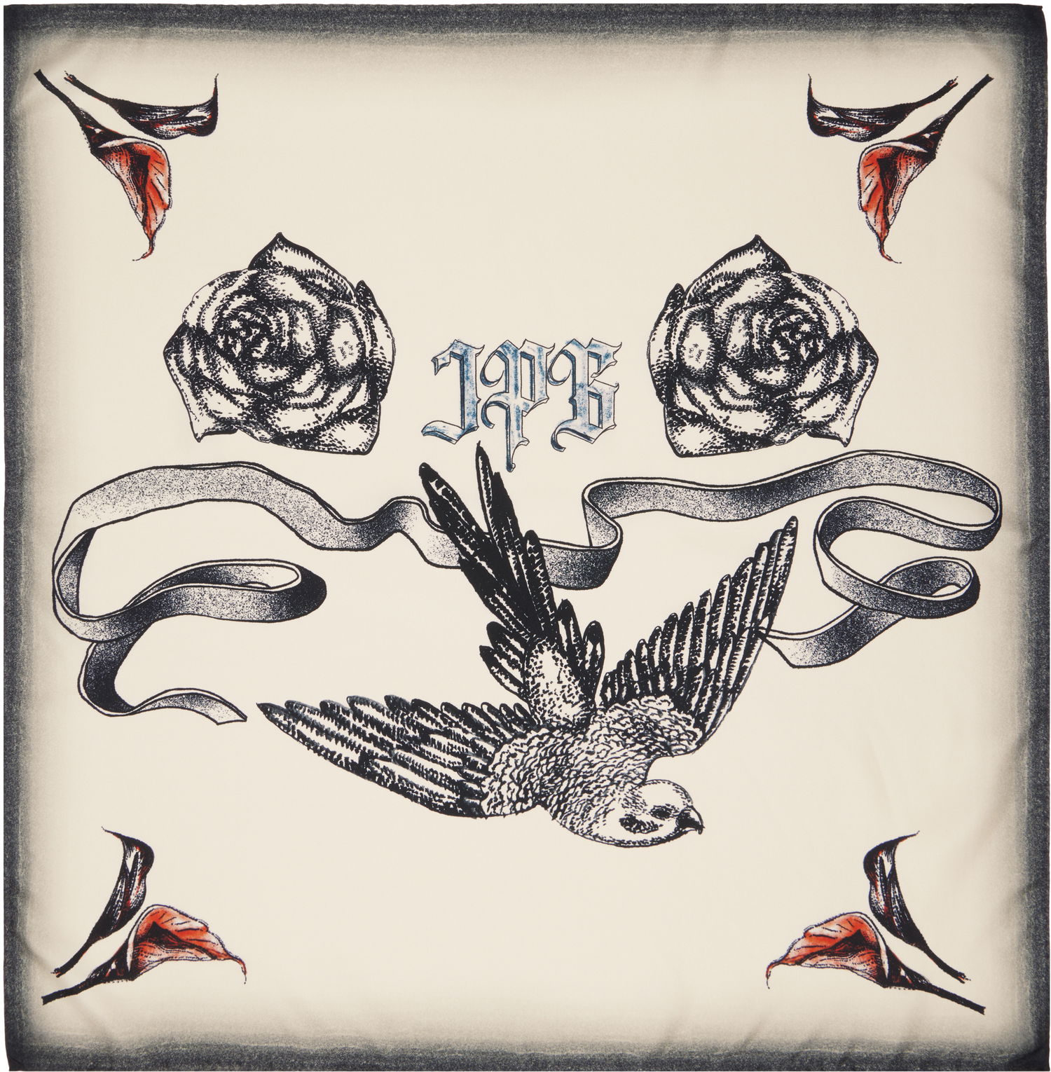 Šál Jean Paul Gaultier Jean Paul Gaultier 'The Tattoo Bird' Silk Scarf Béžová | 25/34-U-EC056-C593-030030, 0