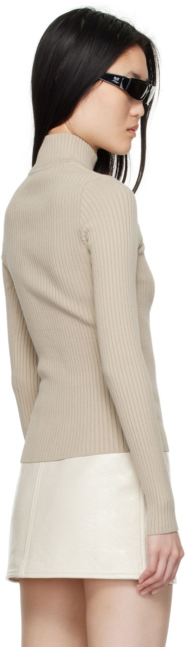 Sveter Courrèges Courrèges Reedition Rib Knit Mock Neck Sweater Béžová | PERMPU022FI0001, 2