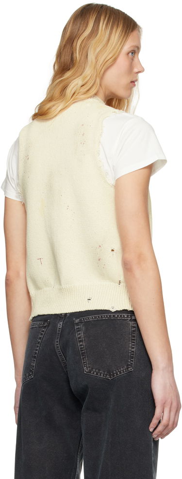 Sveter Maison Margiela MM6 Maison Margiela Open Cut Printed Vest Béžová | S62FB0075 M13123, 2