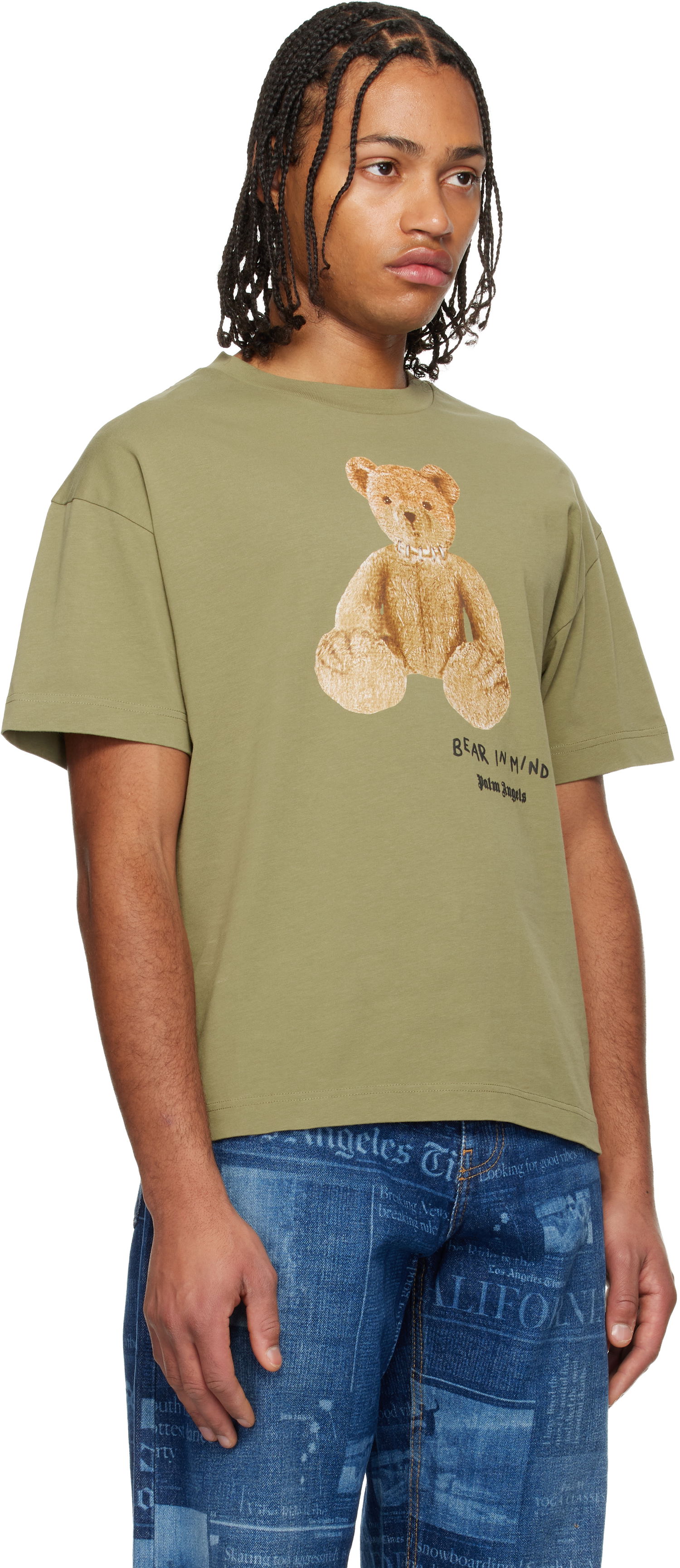 Tričko Palm Angels 'Bear In Mind' Regular T-shirt Zelené | PMAA109F25JER00A5860, 1