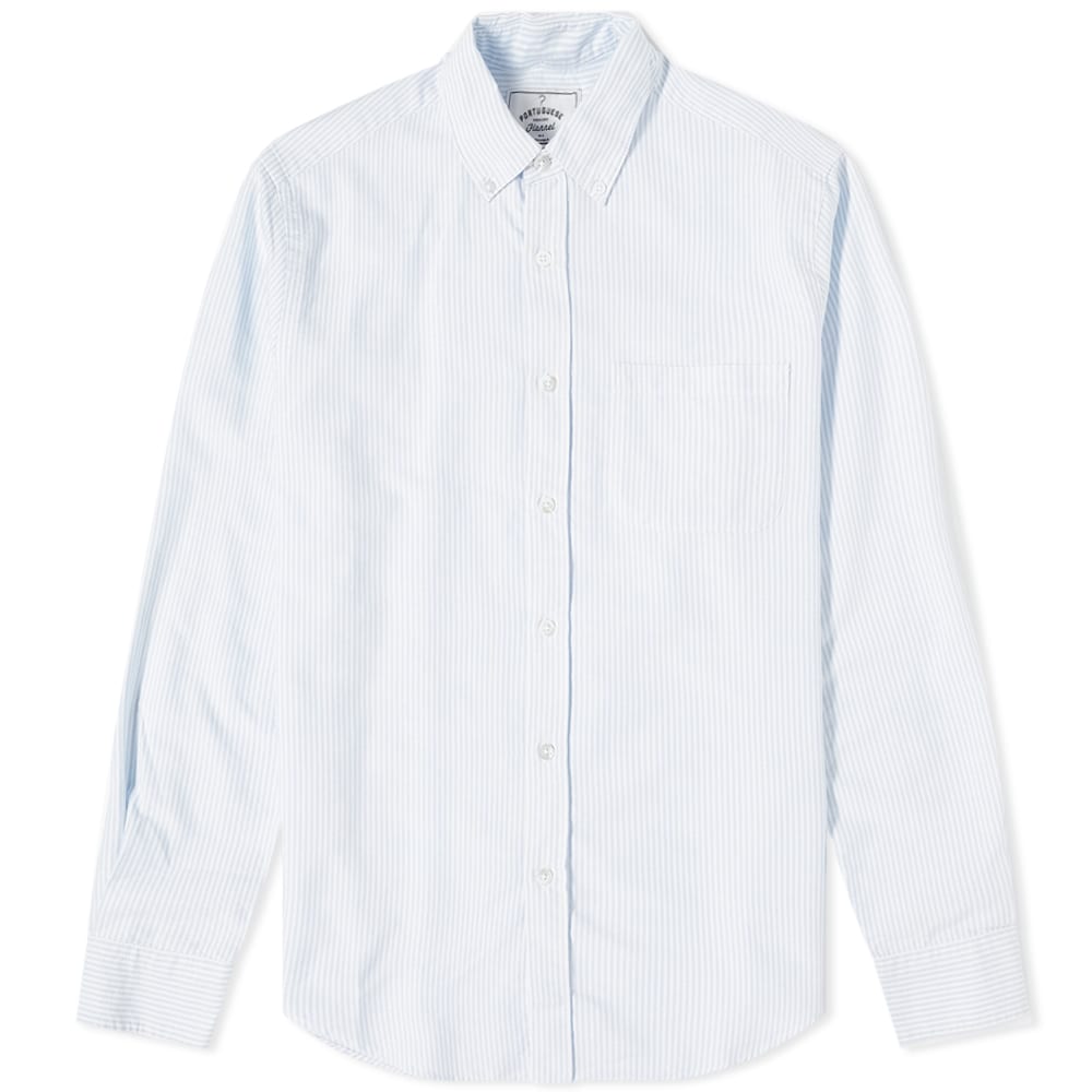 Košeľa Portuguese Flannel Belavista Stripe Button Down Oxford Shirt, Size Large Modrá | pf-blvstshrt-blst, 0