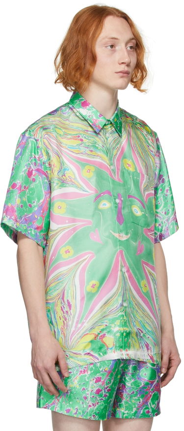 Košeľa Stella McCartney Stella McCartney Ricky Myfawnwy Edition Print Short Sleeve Shirt Zelené | 604051SSA65, 1