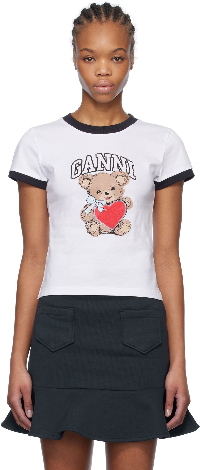 Tričko GANNI Basic Jersey Bear T-shirt Biela | T4061