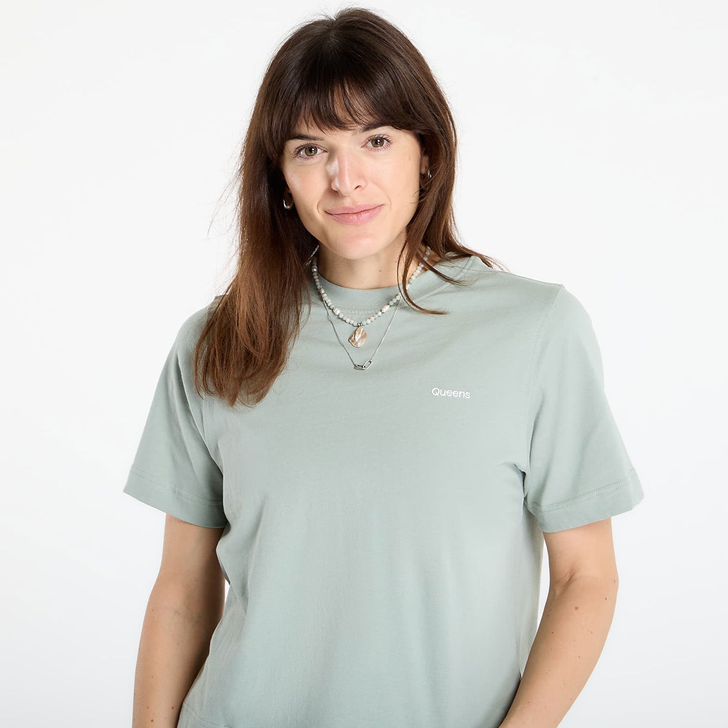 Tričko Queens Essential T-Shirt With Contrast Print Zelené | QNS_083, 1