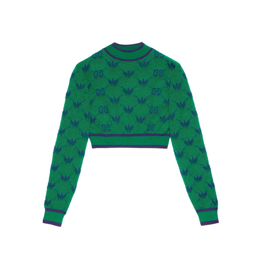 Sveter Gucci adidas x Wool Jacquard Sweater Green/Blue Zelené | 693829 XKCVF 3465
