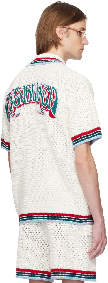 Sveter Casablanca Casablanca Gothic Crochet Knit Polo Shirt Biela | MS25-KW-920-01, 2