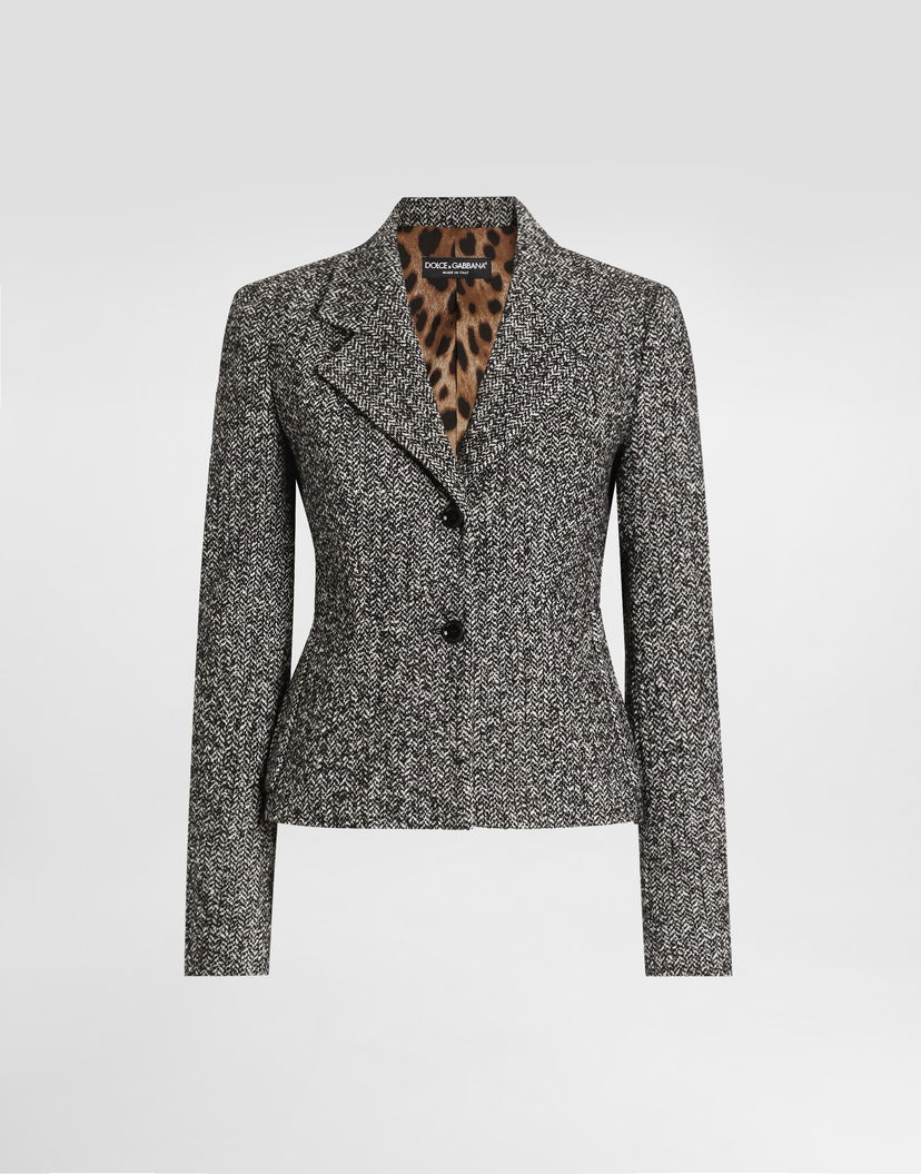 Bunda Dolce & Gabbana Dolce & Gabbana Single-breasted Chevron Jacket Rôznofarebný | F27FPTFCZAES8030