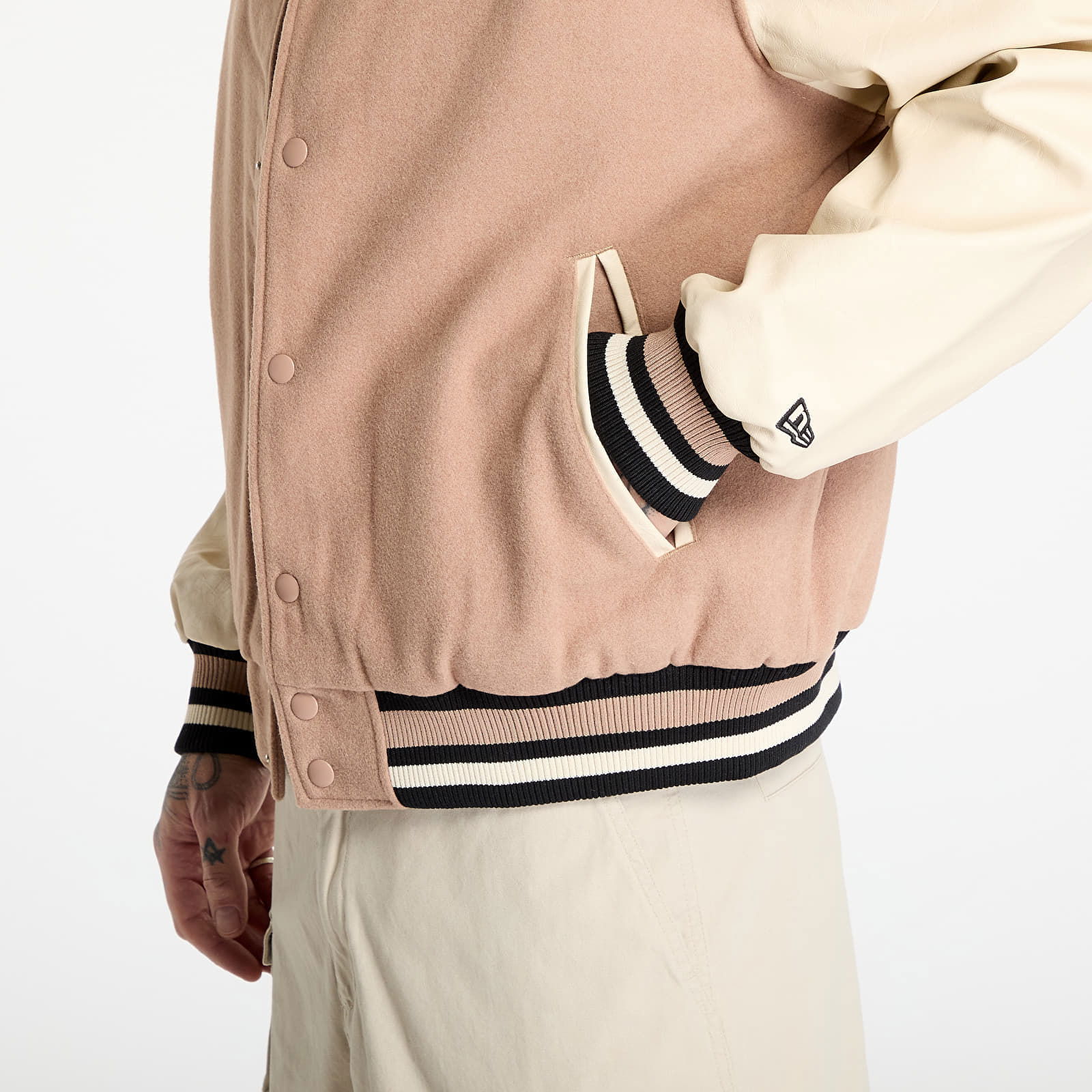 Lifestyle Beige Varsity Jacket