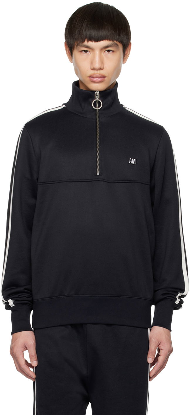 Mikina AMI Stripes Sweatshirt Navy | HSW518.JE0005, 0