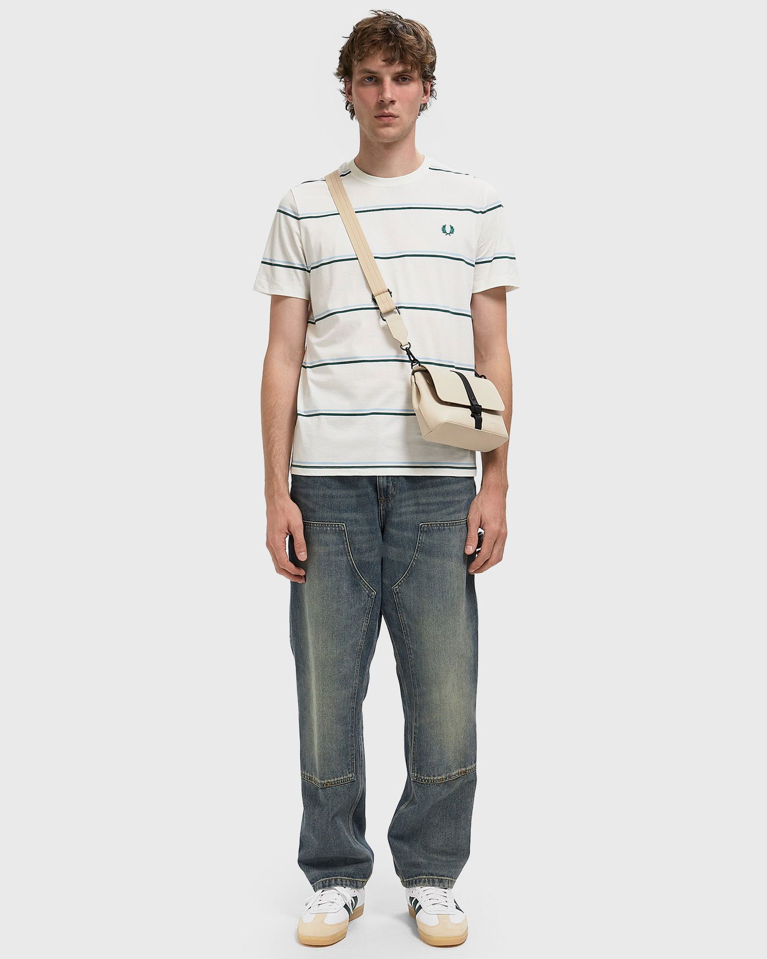 Tričko Fred Perry Fred Perry Fine Stripe T-Shirt Biela | M1734-129, 1