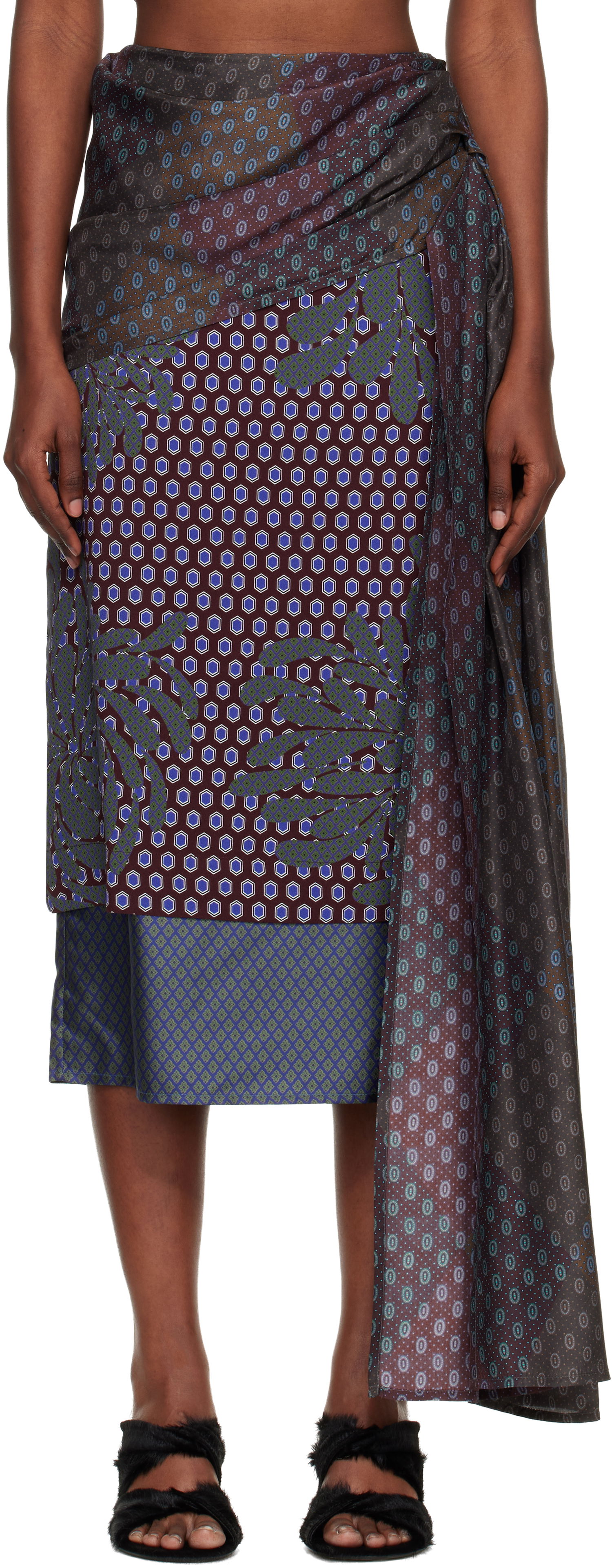 Sukňa Dries Van Noten Dries Van Noten Layered Tie Motif Midi Skirt Rôznofarebný | 252-010856-2260, 0