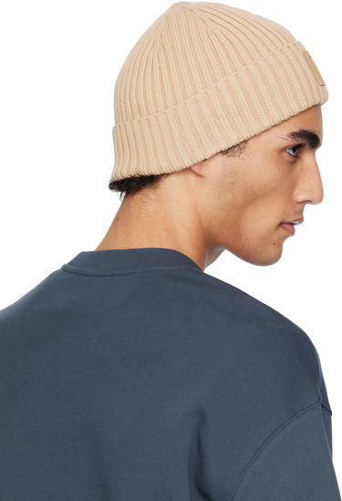 Kulicha MAISON KITSUNÉ Maison Kitsuné Fox Head Leather Patch Beanie Béžová | OW06110KT1140, 2