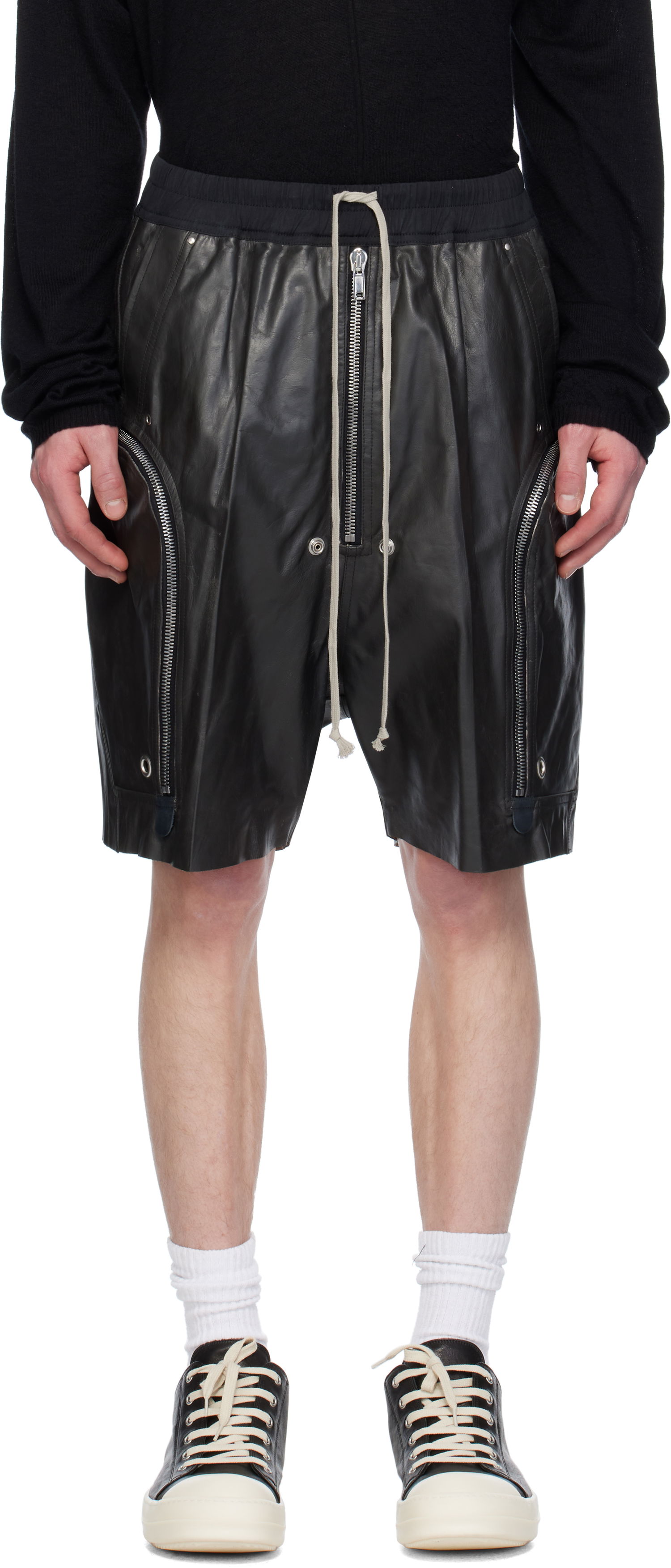 Šortky Rick Owens Rick Owens Hollywood Bauhaus Bela Leather Shorts Čierna | RU01E5392 LTP, 0
