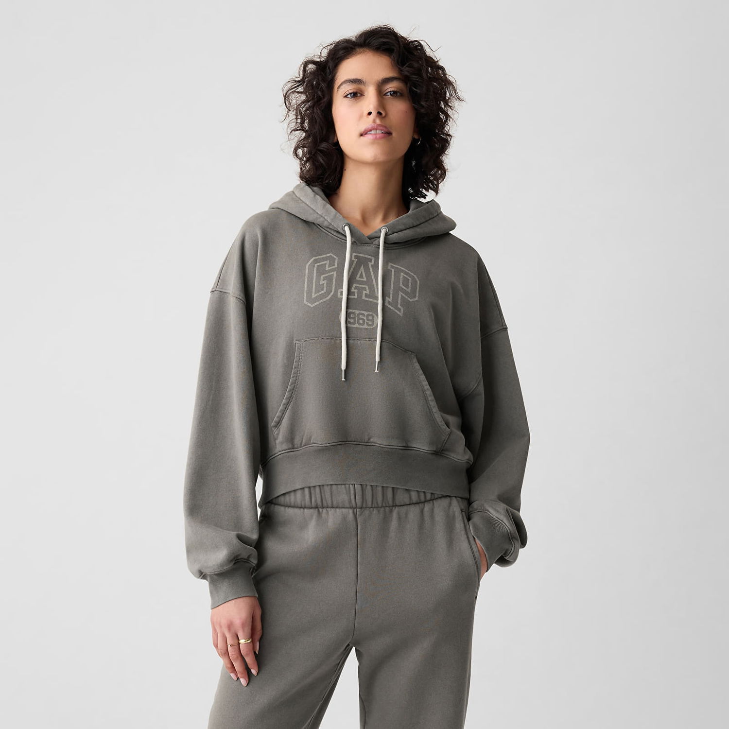Mikina GAP Logo Pullover Hoodie Greenish Grey Šedá | 794965-09, 0