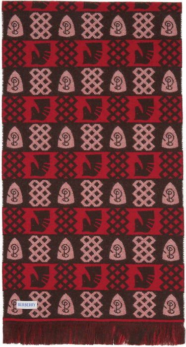 Šál Burberry Burberry Chess Fair Isle Wool Scarf Červená | 8115320, 1