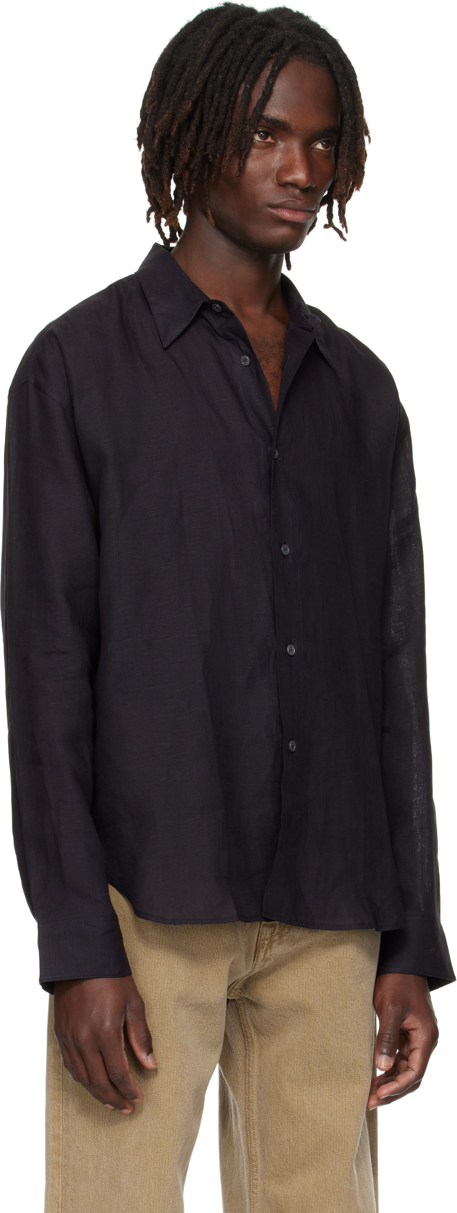 Košeľa Studio Nicholson Studio Nicholson Rafe Linen Shirt Čierna | RAFE SNM - 1402, 1