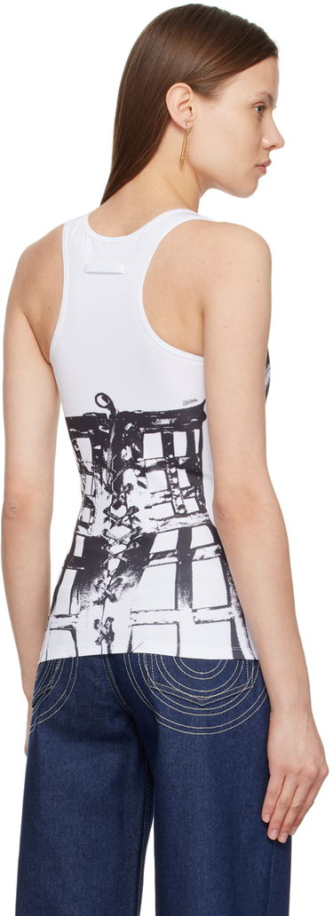 Tielko Jean Paul Gaultier Jean Paul Gaultier Trompe L'oeil Graphic Tank Top Biela | 24/25-F-TO185-J550-0100, 2
