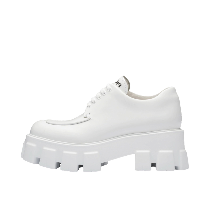 Tenisky a topánky Prada Monolith 55mm Lace Up Loafer White Brushed Leather Biela | 1E708L_B4L_F0009_F_B055