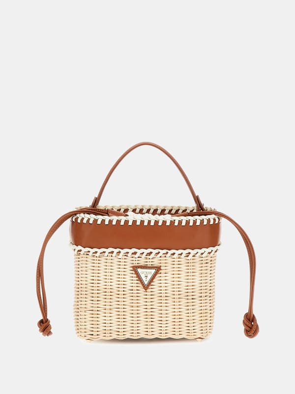 Sveiney Raffia Bucket Bag