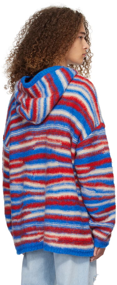 Sveter ERL ERL Striped Knit Hoodie Červená | ERL07N015, 2