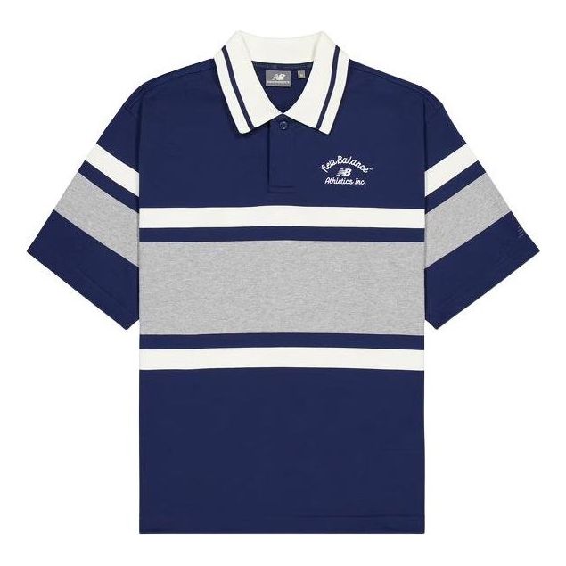 Polo tričko New Balance Athletics Striped Polo Shirt Modrá | NFE22241-NV
