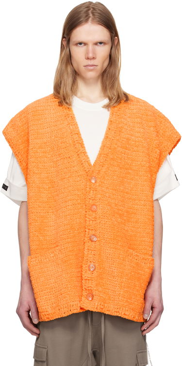 Sveter Mastermind WORLD MASTERMIND WORLD Crochet Vest Oranžová | MW25S14-KN002-014, 0