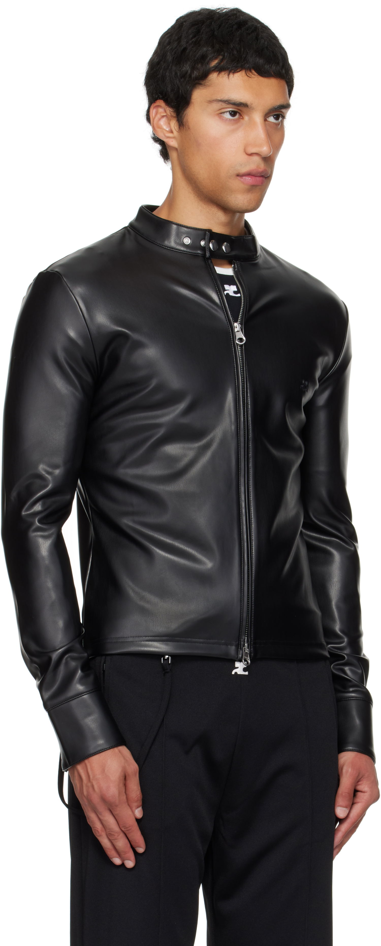 Bunda Courrèges Courrèges Faux-Leather Biker Jacket Čierna | 325CTO448PU0049, 1