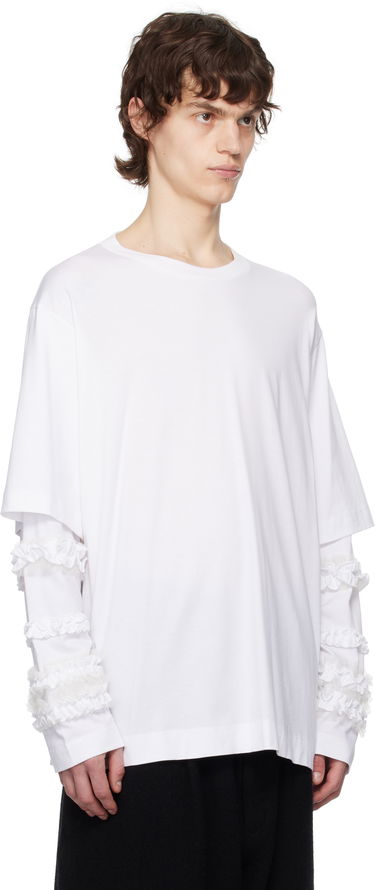 Tričko Simone Rocha Simone Rocha Layered Ruffle Frill Long Sleeve T-Shirt Biela | 5326 0553, 1