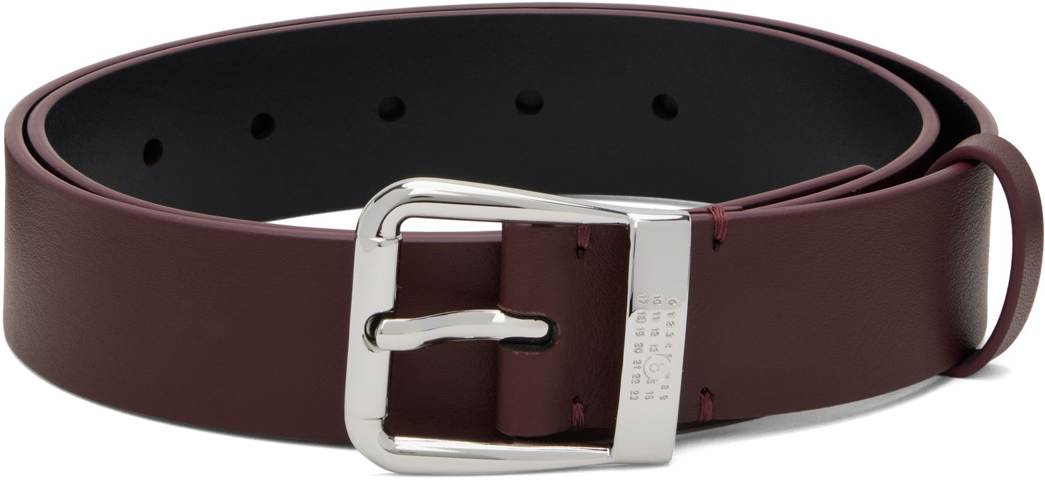 Opasok Maison Margiela MM6 Maison Margiela Leather Belt with Engraved Number Buckle Vínová | SA6TP0040 P8332, 0