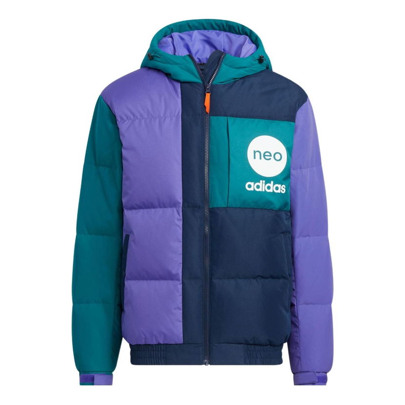 Prešívaná bunda adidas Originals Neo Vbe Color Block Puffer Jacket Fialová | HN4781