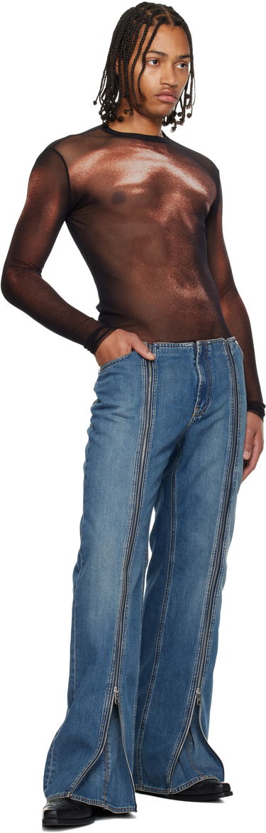 Tričko Jean Paul Gaultier 'The Bronze Body Dust' Sheer Mesh Long Sleeve Top Metalická | 25/04-W-TO366-M010P-0060, 4