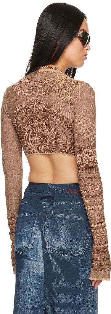 Crop Top Jean Paul Gaultier Soleil Long Sleeve Crop Top Hnedá | 23/15-F-TO124-M061-9715, 2