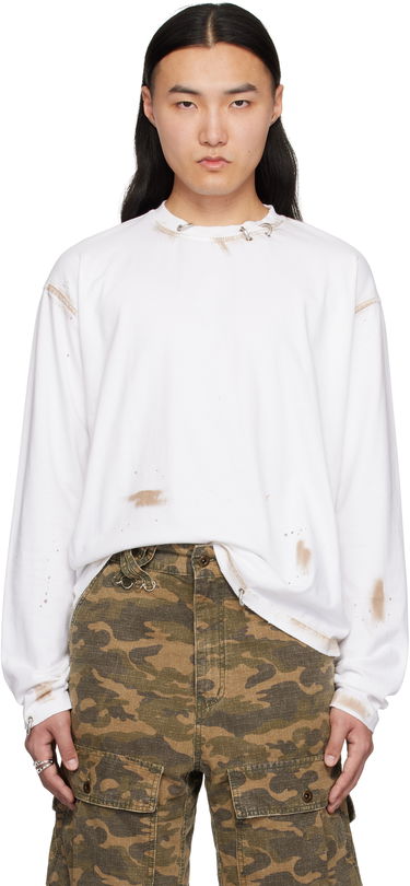 Sveter We11done We11done Pierced Long Sleeve T-Shirt Biela | WD-TT0-25-771-U-WH, 0