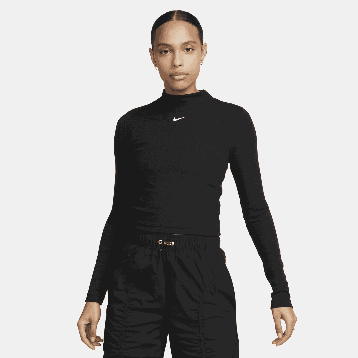 Crop Top Nike Sportswear Essential Mock Neck Long Sleeve Top Čierna | DV7880-010, 0